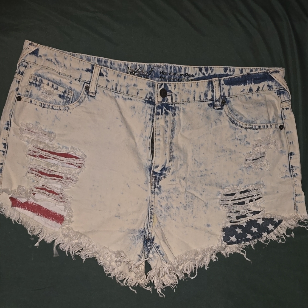 Mossimo Supply Co. Red, White and Blue Jean Shorts Distressed Style